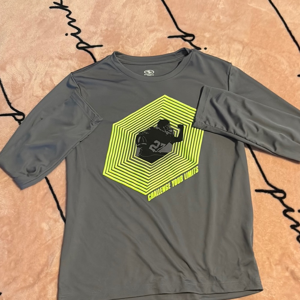 Gray and Yellow Graphic Long Sleeve Shirt